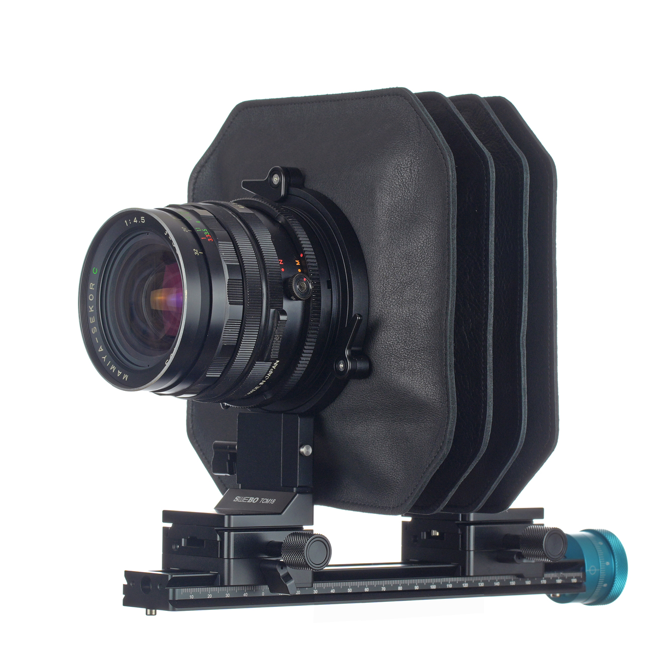 S2086 — Placa para objetivo Mamiya RB67 / RZ67 — detalle del producto y ejemplo de configuración