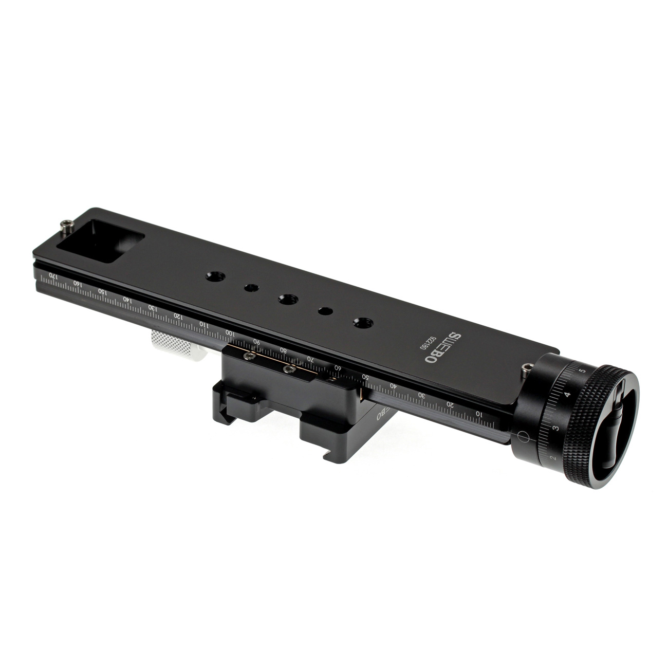 LS18 — Carril de posicionamiento macro con mando graduado tipo micrómetro — detalle del producto y ejemplo de configuración