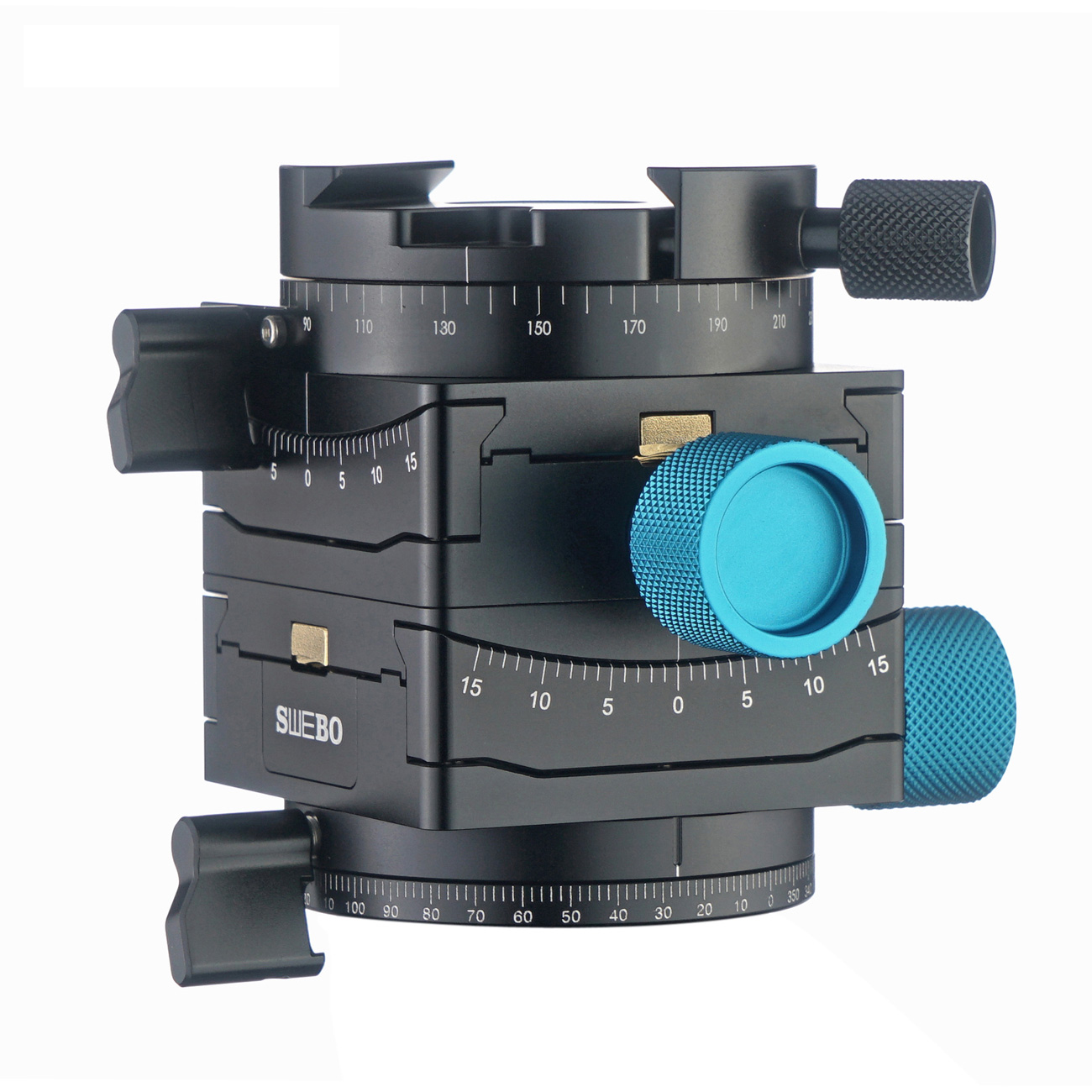 G360 — Rótula niveladora por engranajes con base panorámica — detalle del producto y ejemplo de configuración