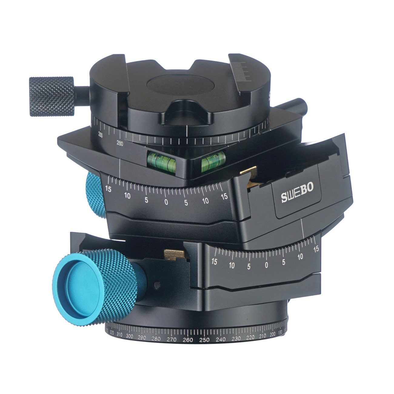G360 — Rótula niveladora por engranajes con base panorámica — detalle del producto y ejemplo de configuración