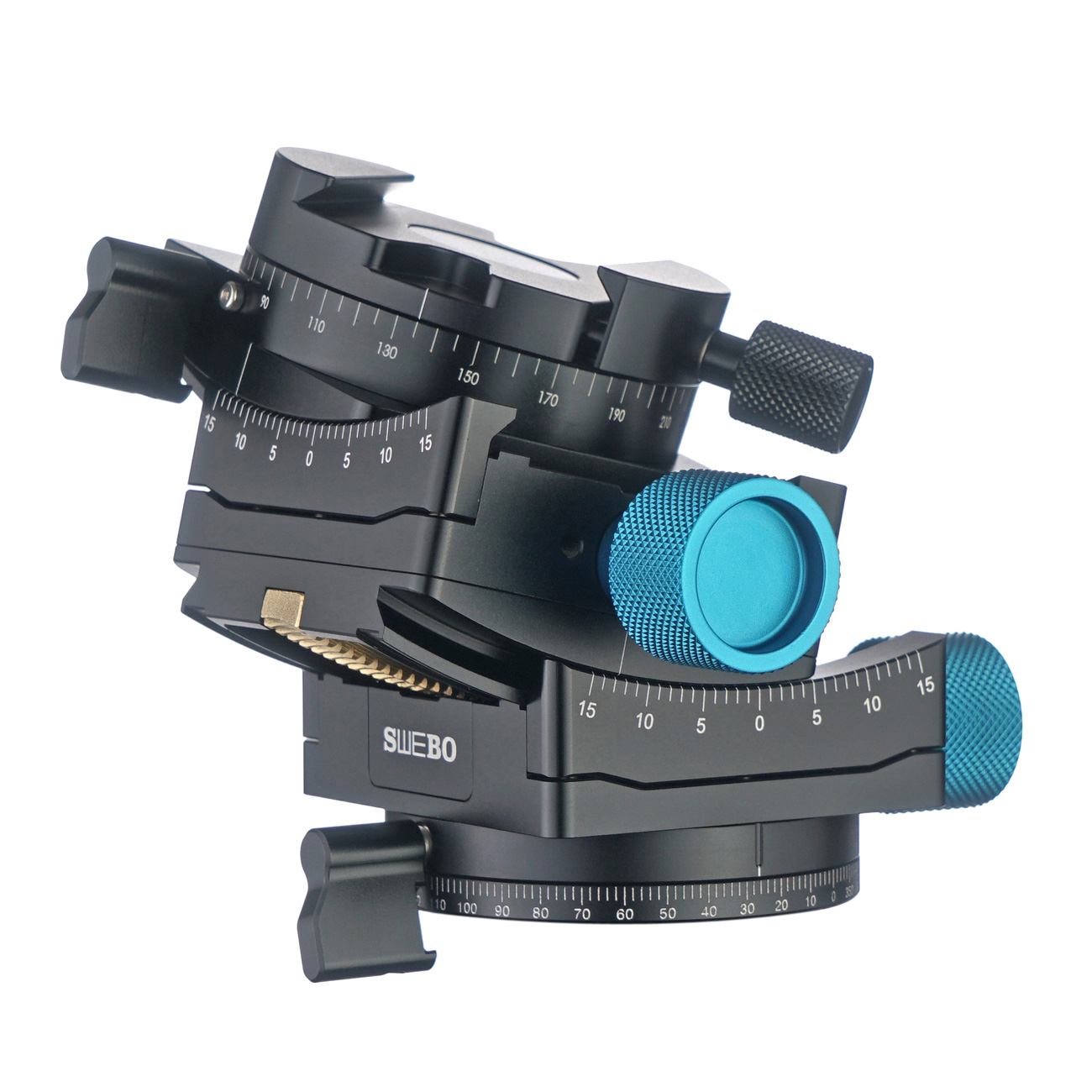 G360 — Rótula niveladora por engranajes con base panorámica — detalle del producto y ejemplo de configuración