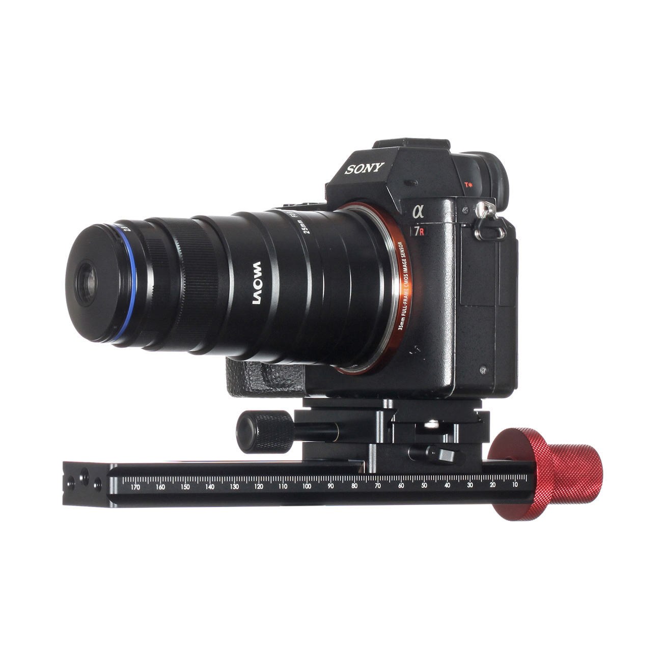 LS23 Carril de posicionamiento macro con mando de doble diámetro — detalle del producto y ejemplo de configuración