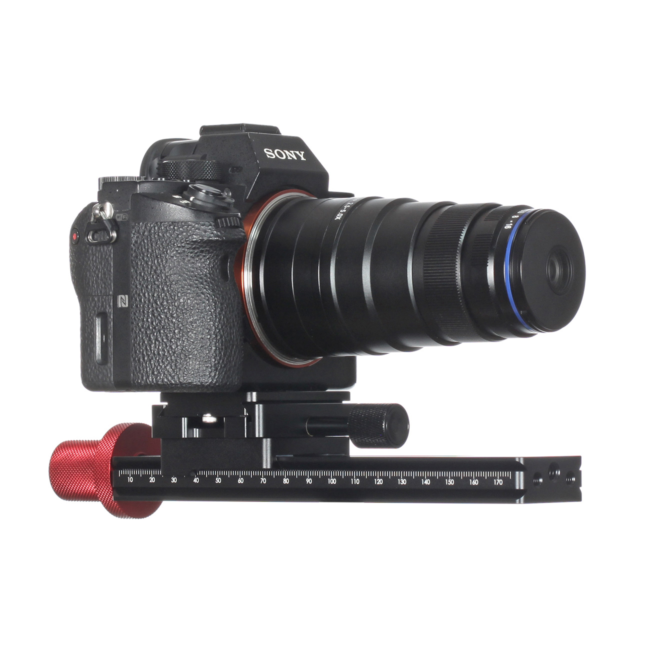 LS23 Carril de posicionamiento macro con mando de doble diámetro — detalle del producto y ejemplo de configuración