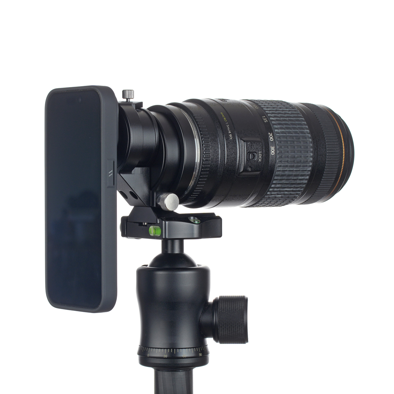 S2342 Adaptador para teléfono y trípode para convertidores de objetivo a telescopio de 10 mm — detalle del producto y ejemplo de configuración