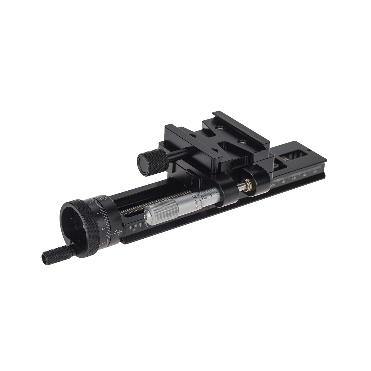 DP5 — Carril de posicionamiento macro de doble etapa con micrómetro — vista general del producto