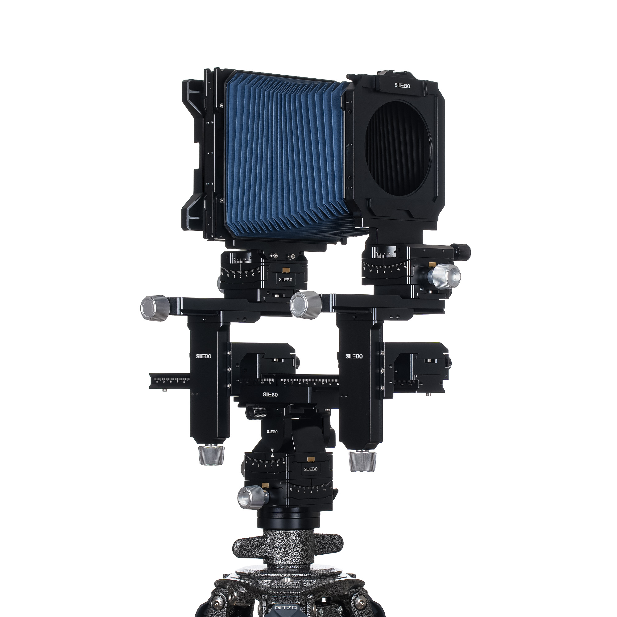 SP45pro — Câmera modular de grande formato 4×5 — detalhe do produto e exemplo de configuração