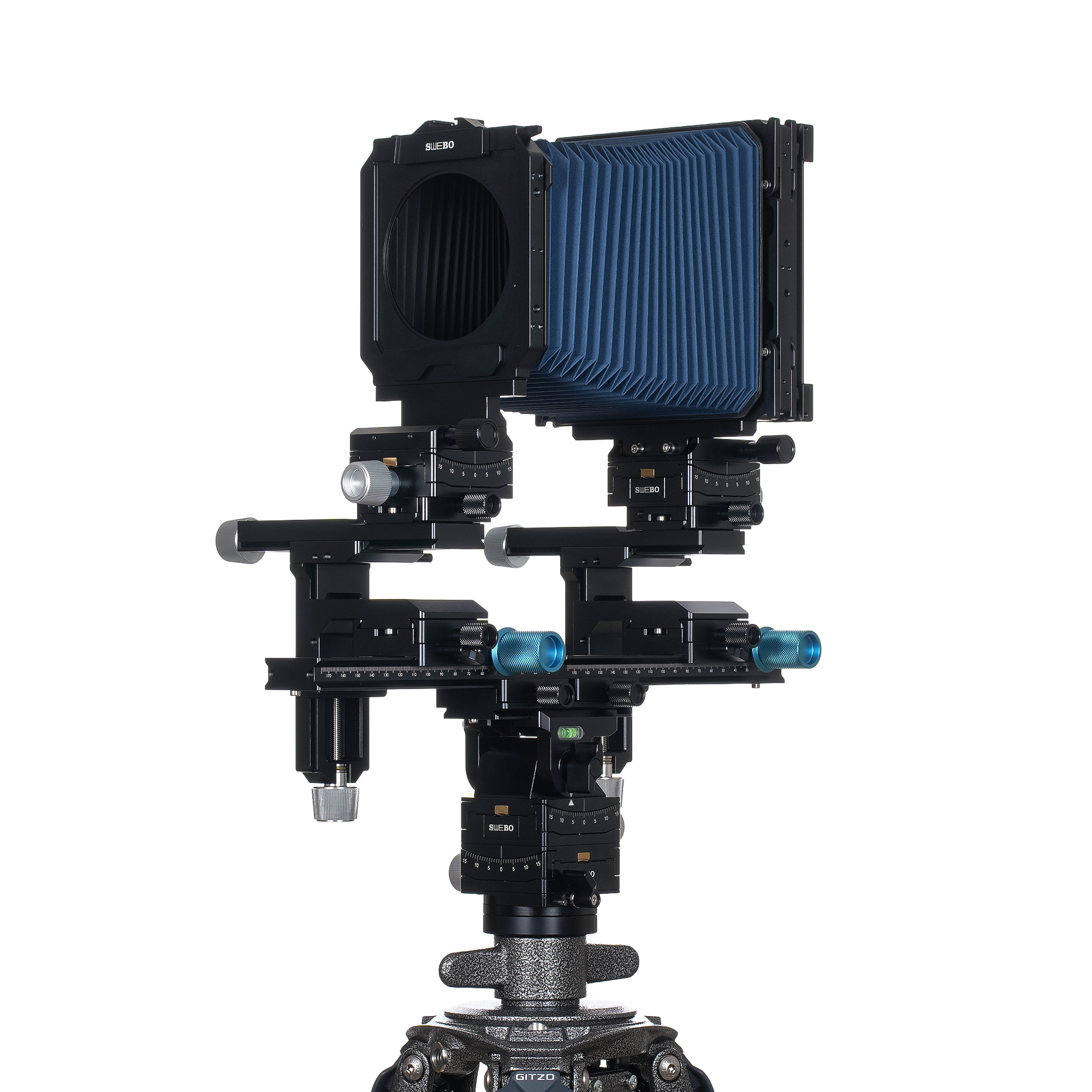 SP45pro — Câmera modular de grande formato 4×5 — detalhe do produto e exemplo de configuração